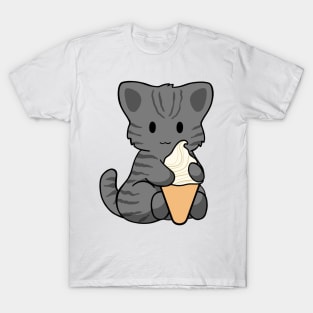 Ice Cream Black Tabby Cat T-Shirt